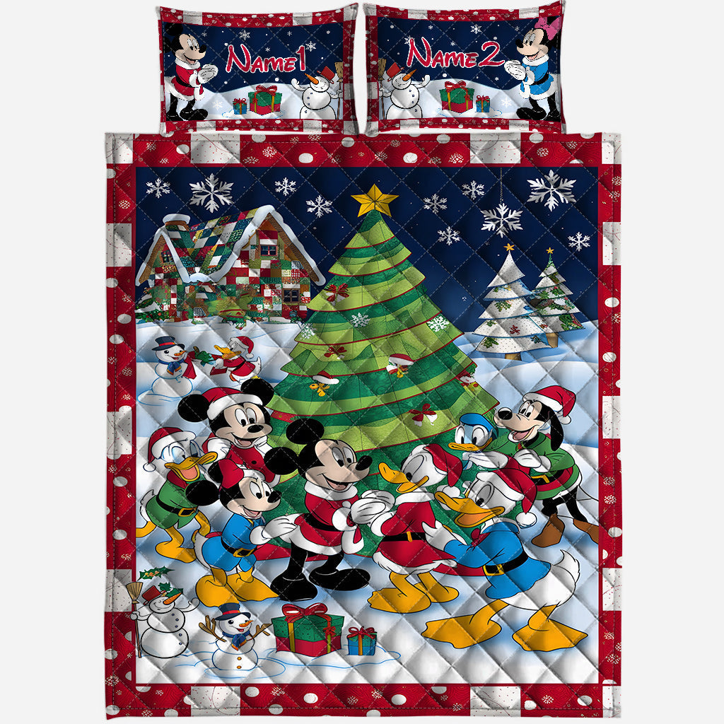Personalized Christmas Mouse Quilt Set Custom Names Gift Quilt Set GradoCreations