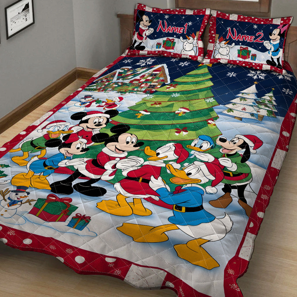 Personalized Christmas Mouse Quilt Set Custom Names Gift Quilt Set GradoCreations