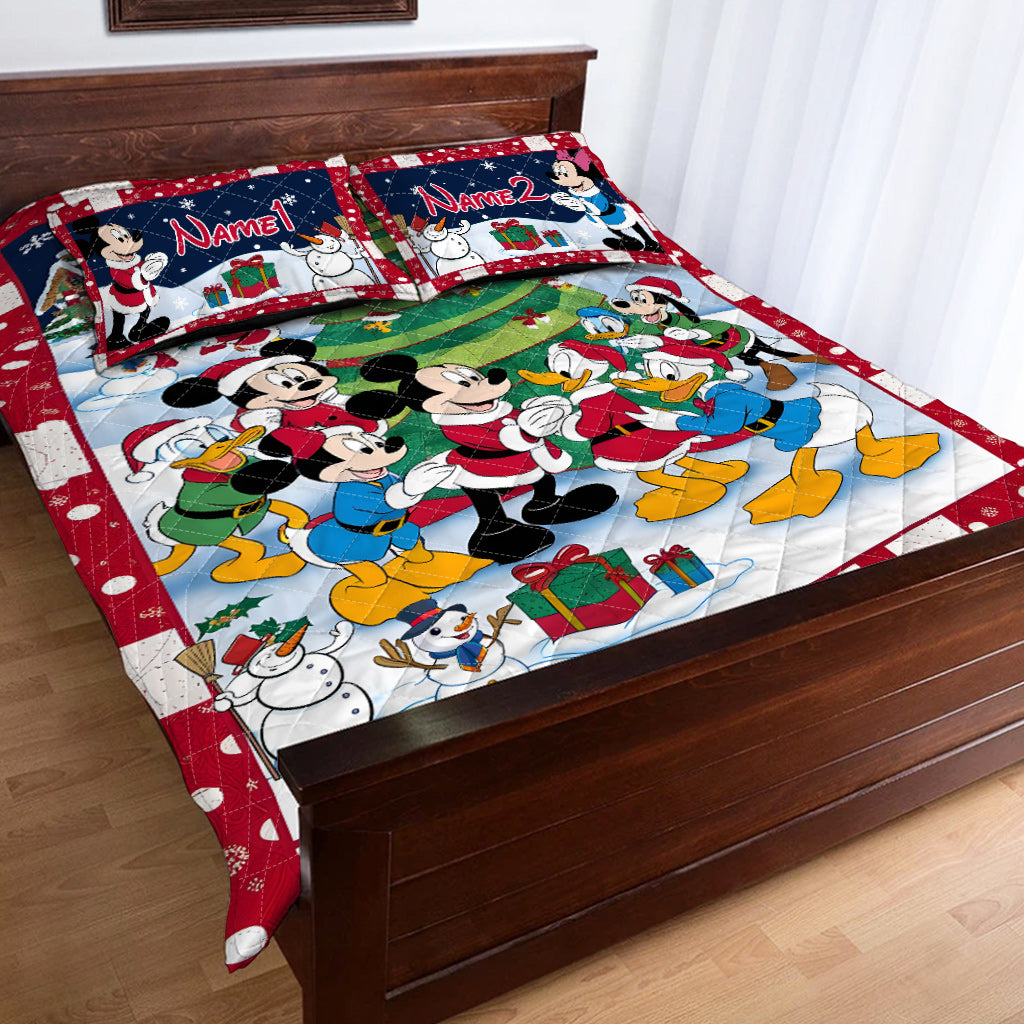 Personalized Christmas Mouse Quilt Set Custom Names Gift Quilt Set GradoCreations