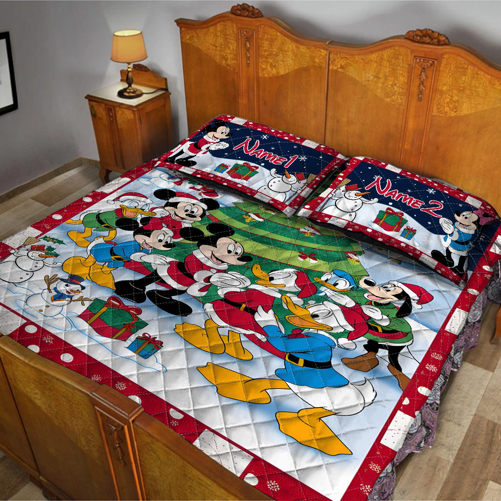 Personalized Christmas Mouse Quilt Set Custom Names Gift Quilt Set GradoCreations