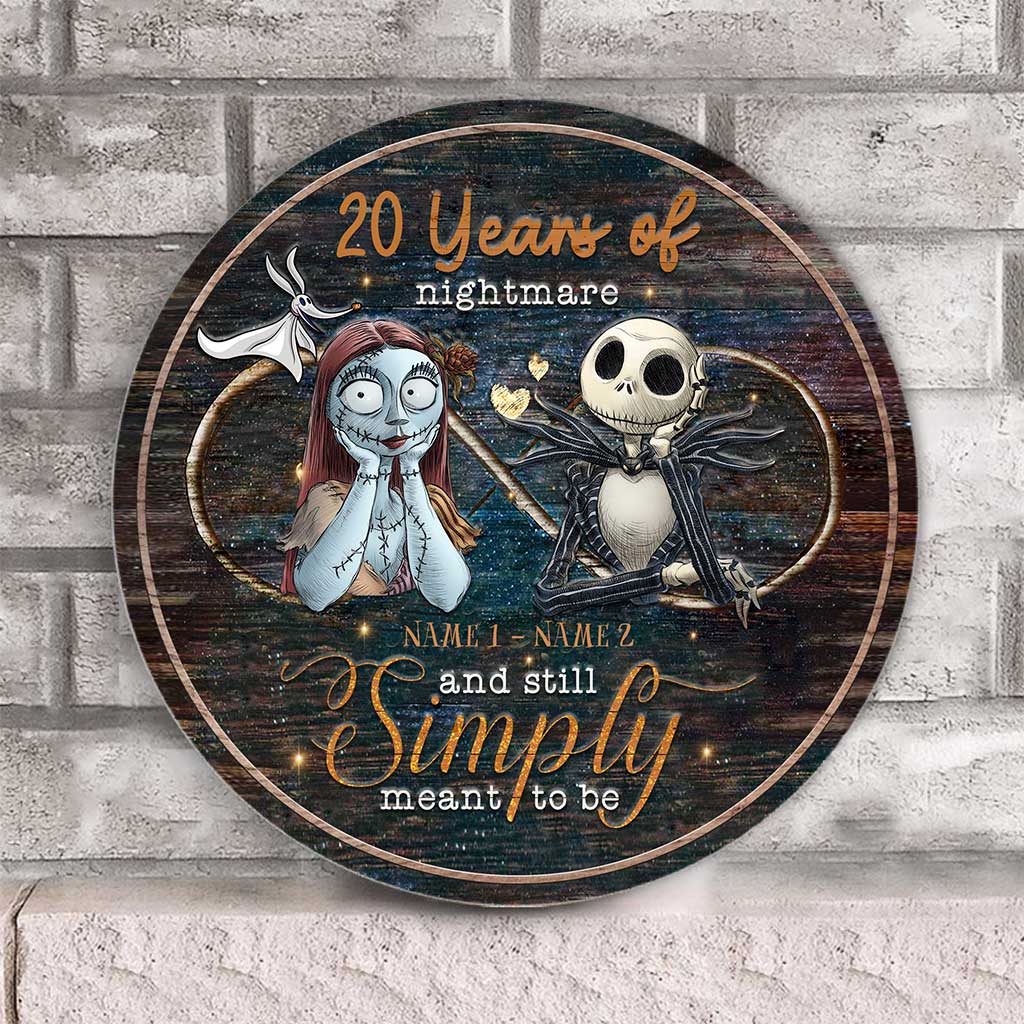 Personalized Nightmare Before Christmas Round Wood Sign for Couples Round Wood Sign GradoCreations