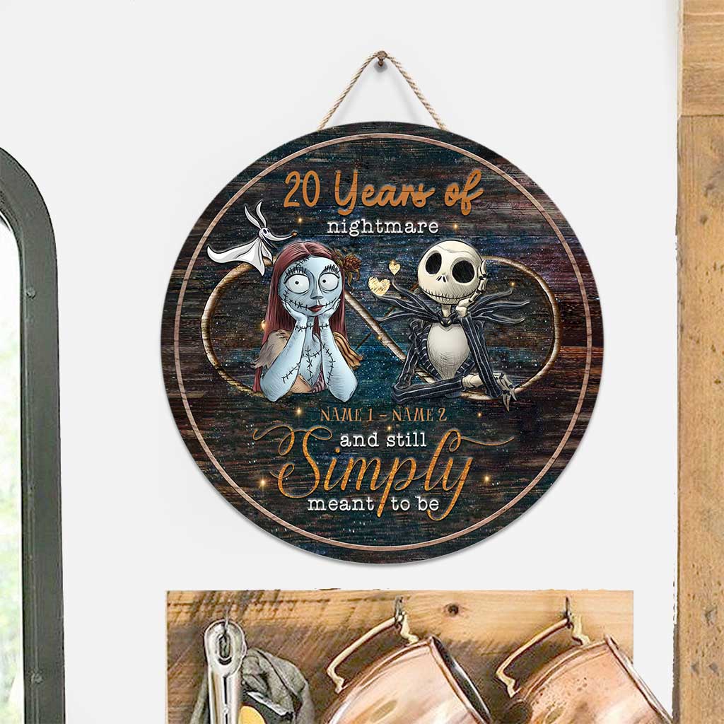 Personalized Nightmare Before Christmas Round Wood Sign for Couples Round Wood Sign GradoCreations