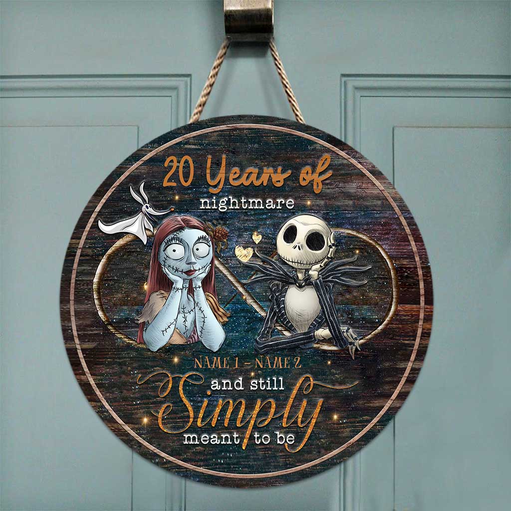 Personalized Nightmare Before Christmas Round Wood Sign for Couples Round Wood Sign GradoCreations