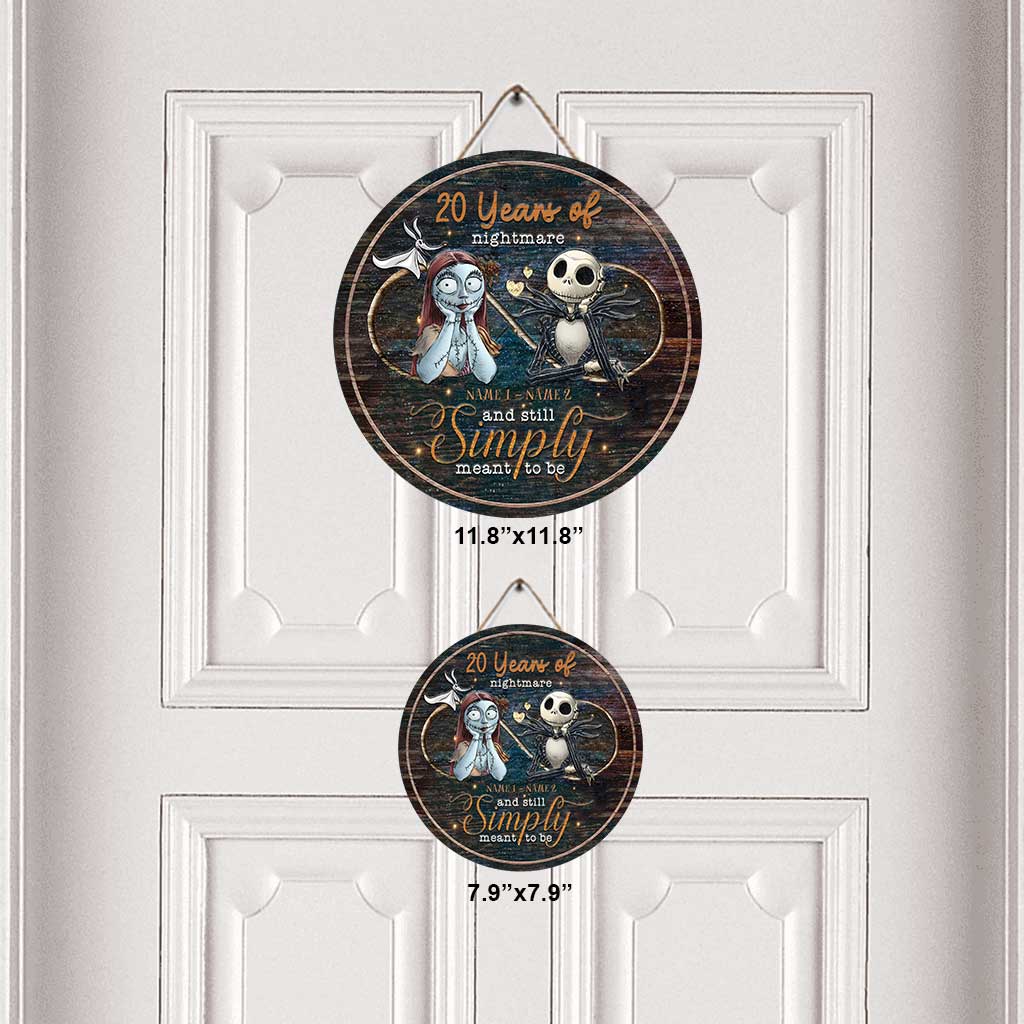Personalized Nightmare Before Christmas Round Wood Sign for Couples Round Wood Sign GradoCreations
