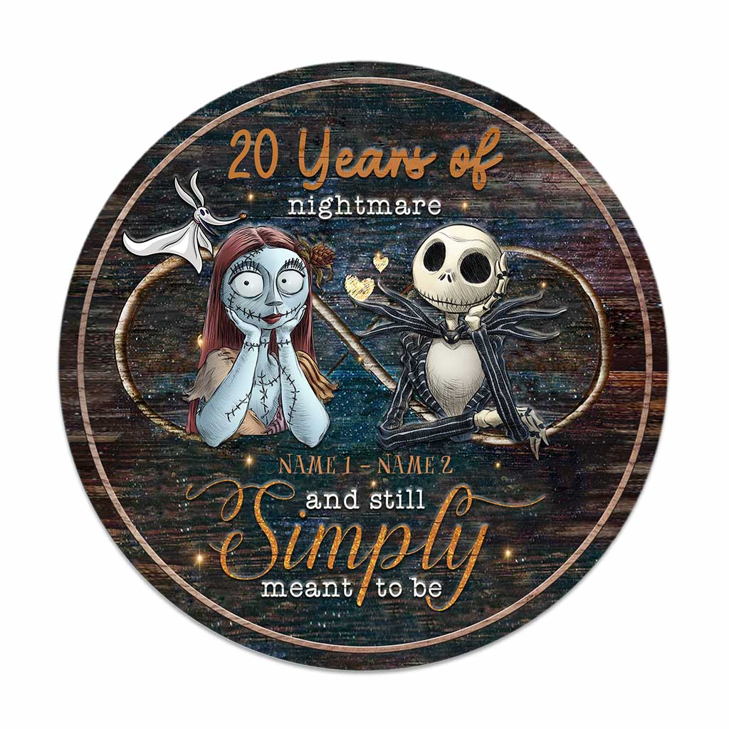 Personalized Nightmare Before Christmas Round Wood Sign for Couples Round Wood Sign GradoCreations