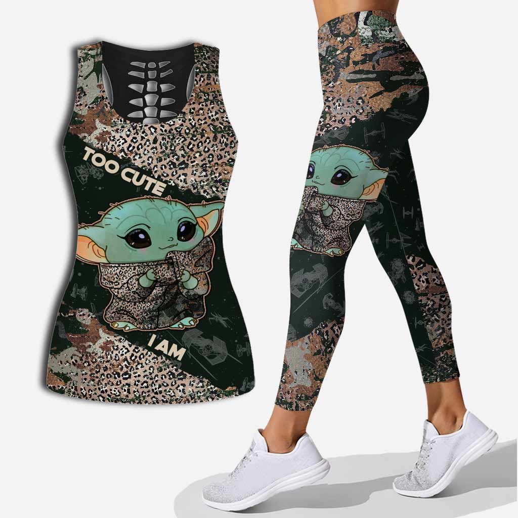 Personalized Hollow Tank Top & Leggings Set for Kids - Too Cute I Am Hollow Tank & Leggings GradoCreations