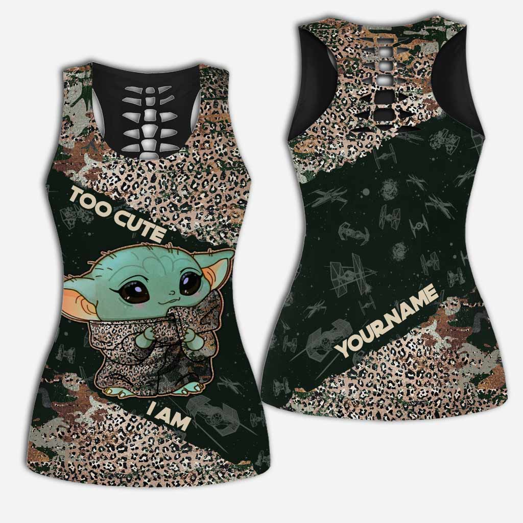 Personalized Hollow Tank Top & Leggings Set for Kids - Too Cute I Am Hollow Tank & Leggings GradoCreations