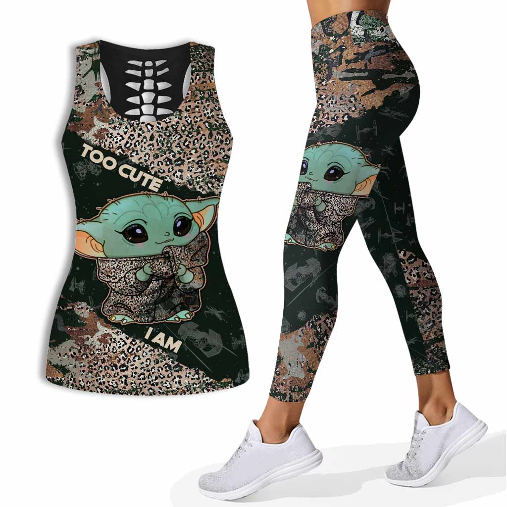 Personalized Hollow Tank Top & Leggings Set for Kids - Too Cute I Am Hollow Tank & Leggings GradoCreations