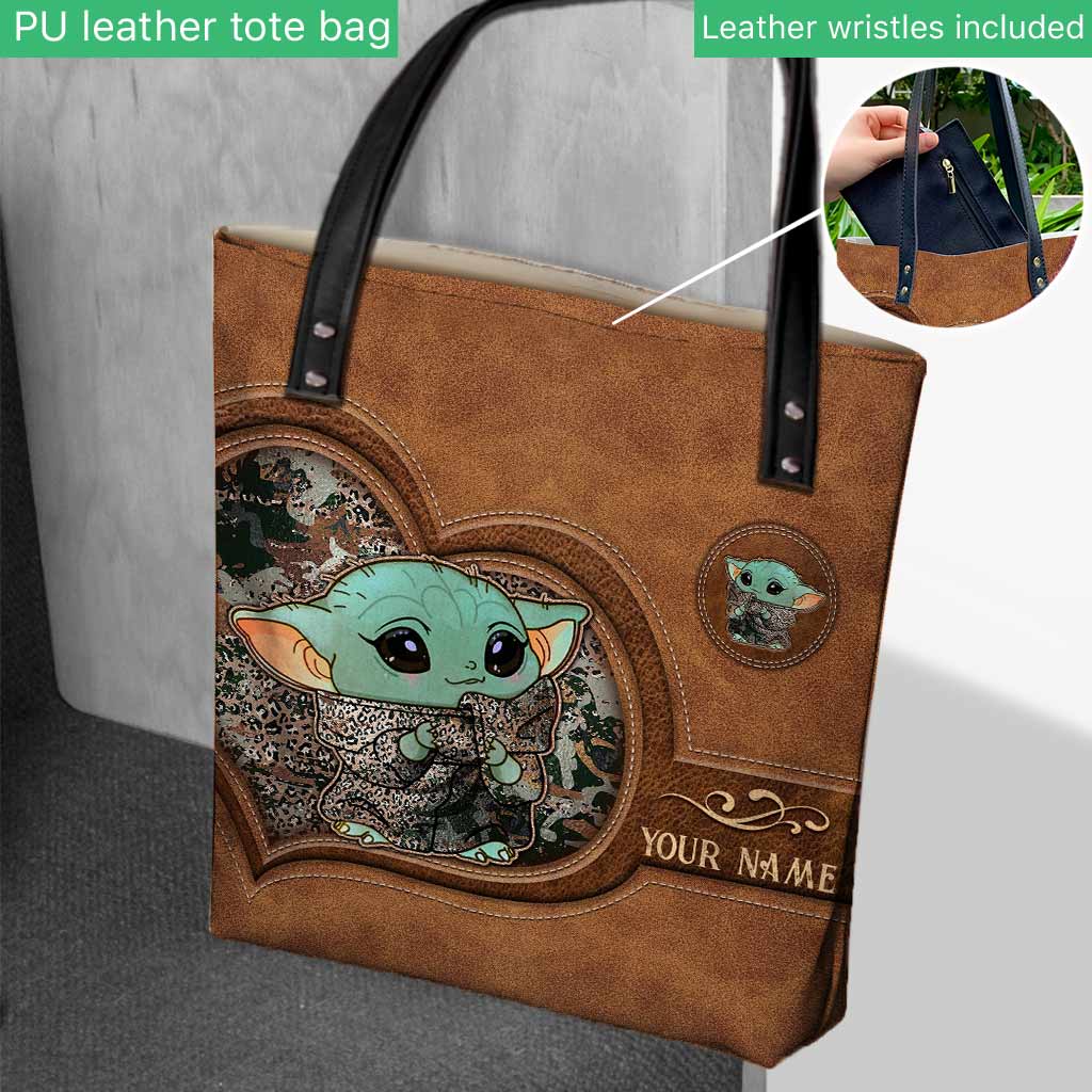 Personalized Leather Tote Bag Custom Name Cute Character Gift Tote Bag GradoCreations