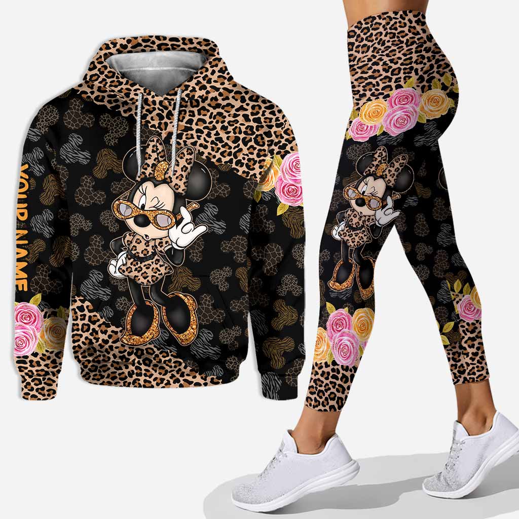 Personalized Leopard Print Hoodie & Leggings Set for Women Hoodie & Leggings GradoCreations