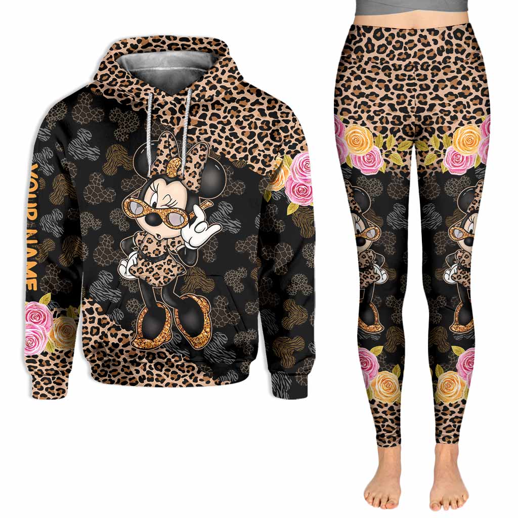 Personalized Leopard Print Hoodie & Leggings Set for Women Hoodie & Leggings GradoCreations
