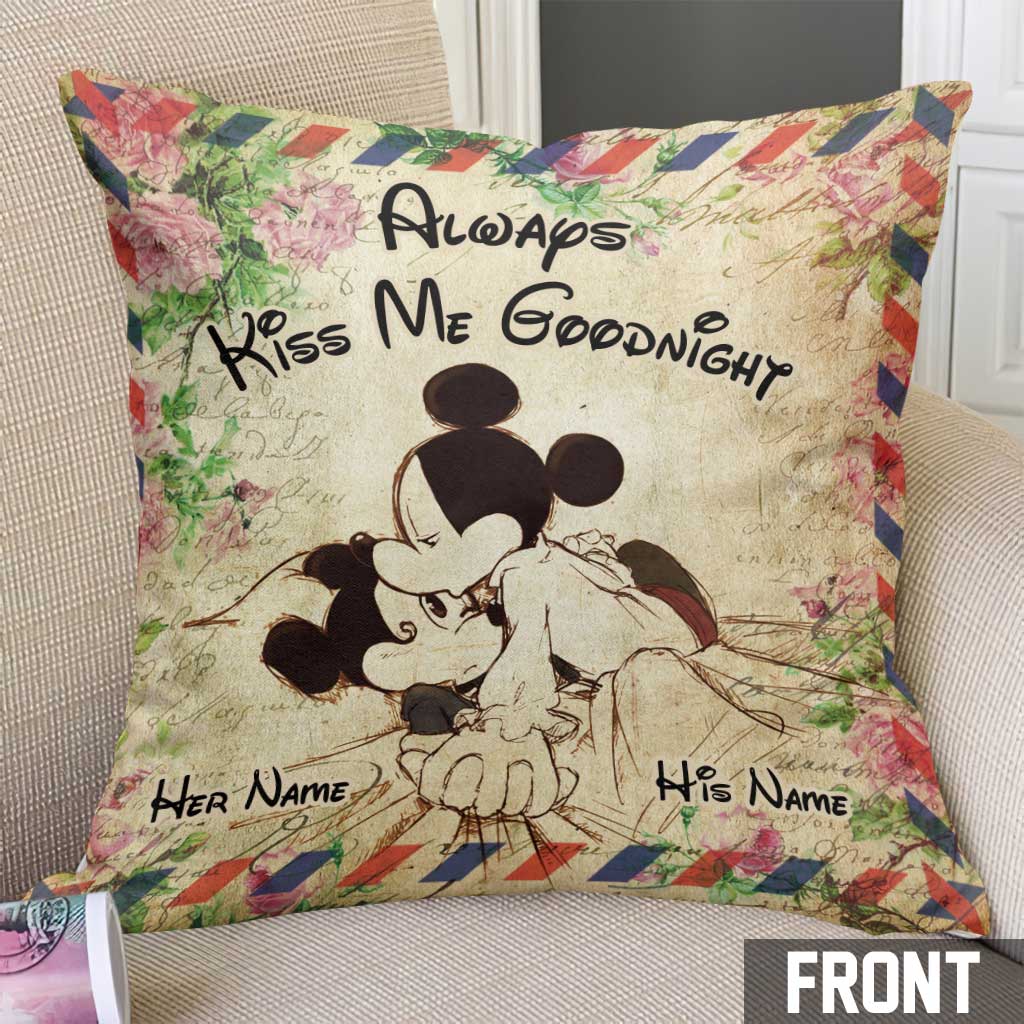 Personalized Always Kiss Me Goodnight Mouse Pillow Custom Name Gift for Couples Throw Pillow GradoCreations