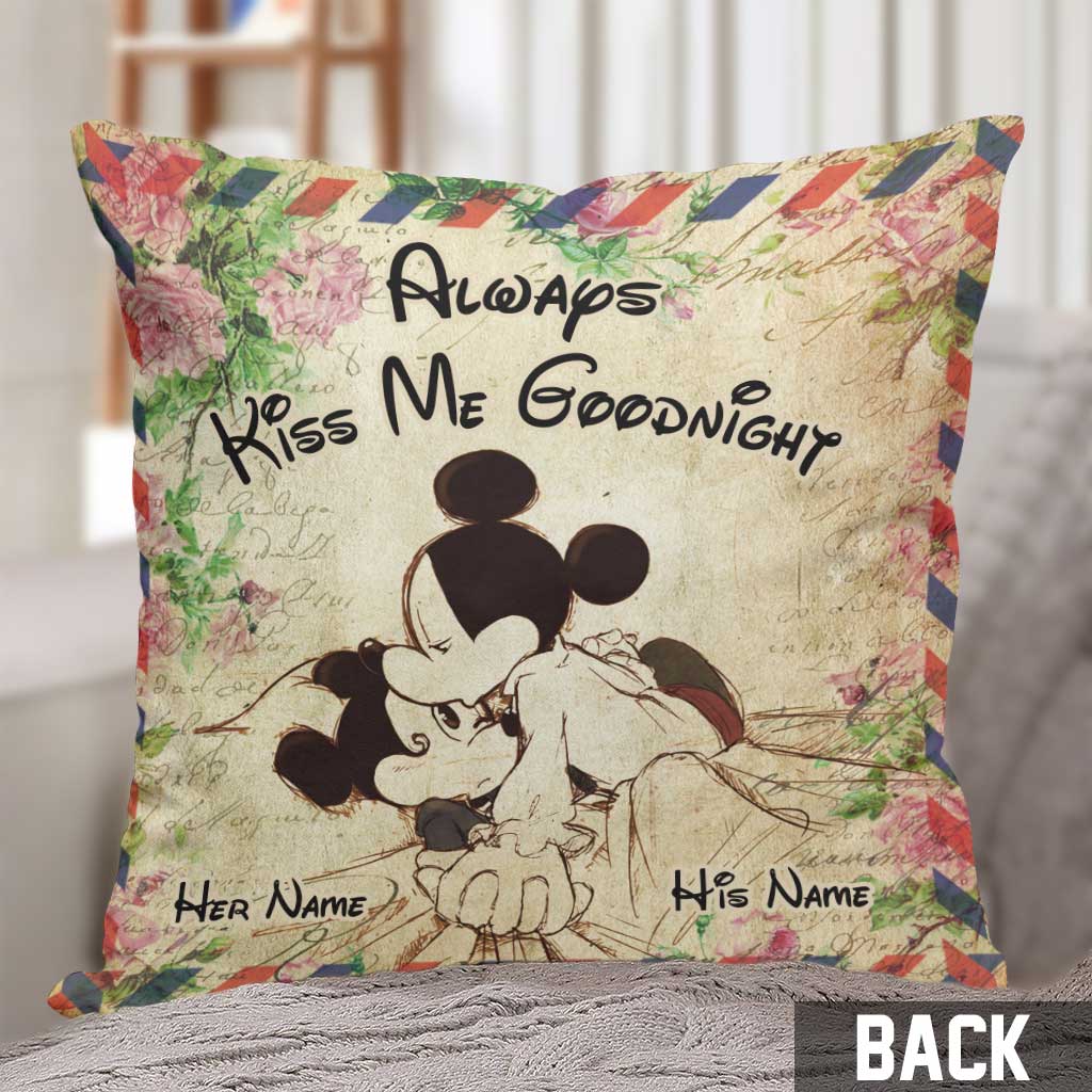 Personalized Always Kiss Me Goodnight Mouse Pillow Custom Name Gift for Couples Throw Pillow GradoCreations