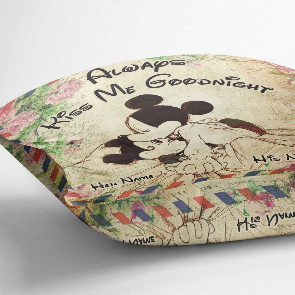 Personalized Always Kiss Me Goodnight Mouse Pillow Custom Name Gift for Couples Throw Pillow GradoCreations