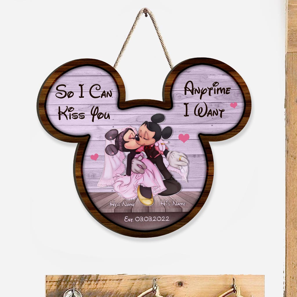 Personalized Mickey Mouse Wood Sign Custom Names Gift for Couples Wood Sign GradoCreations