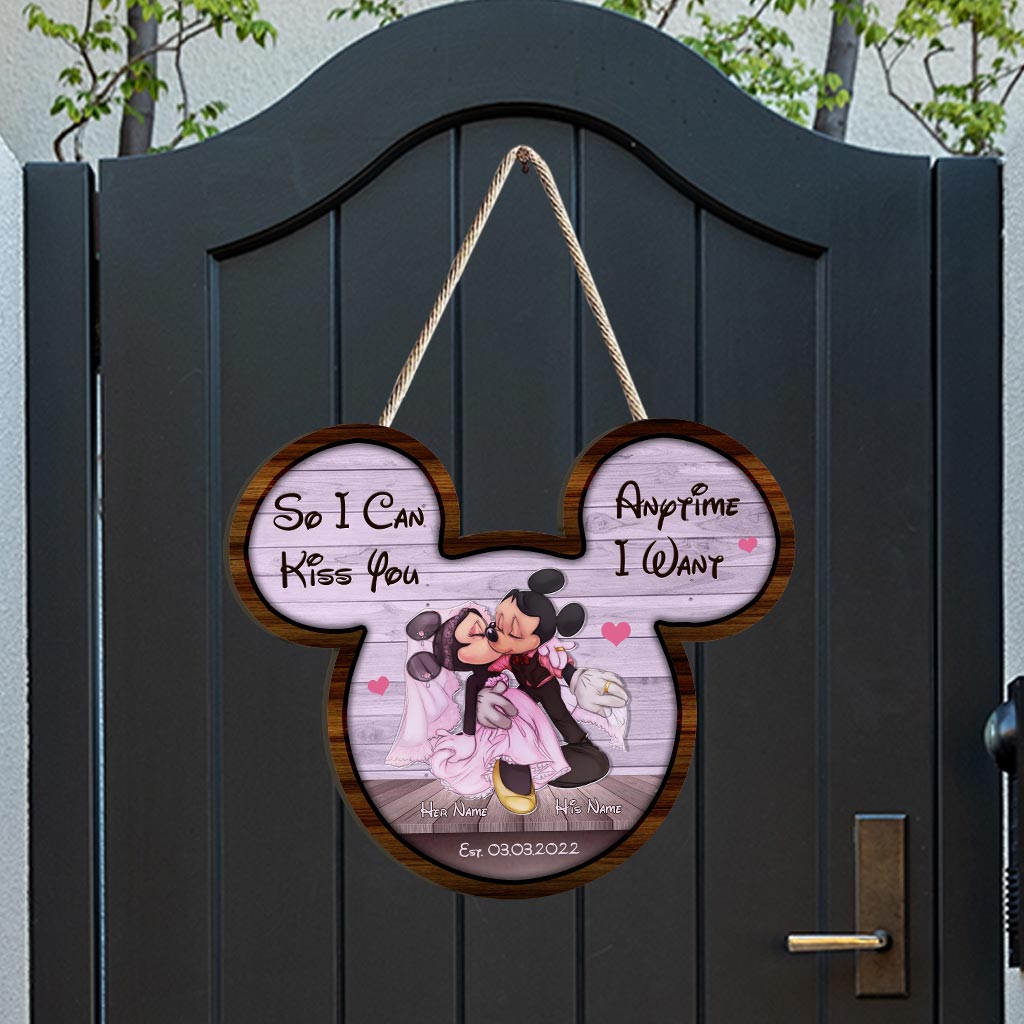 Personalized Mickey Mouse Wood Sign Custom Names Gift for Couples Wood Sign GradoCreations