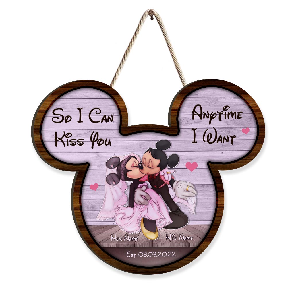 Personalized Mickey Mouse Wood Sign Custom Names Gift for Couples Wood Sign GradoCreations