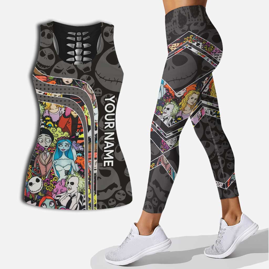 Personalized Nightmare Hollow Tank Top and Leggings for Women | Custom Name Activewear Hollow Tank & Leggings GradoCreations