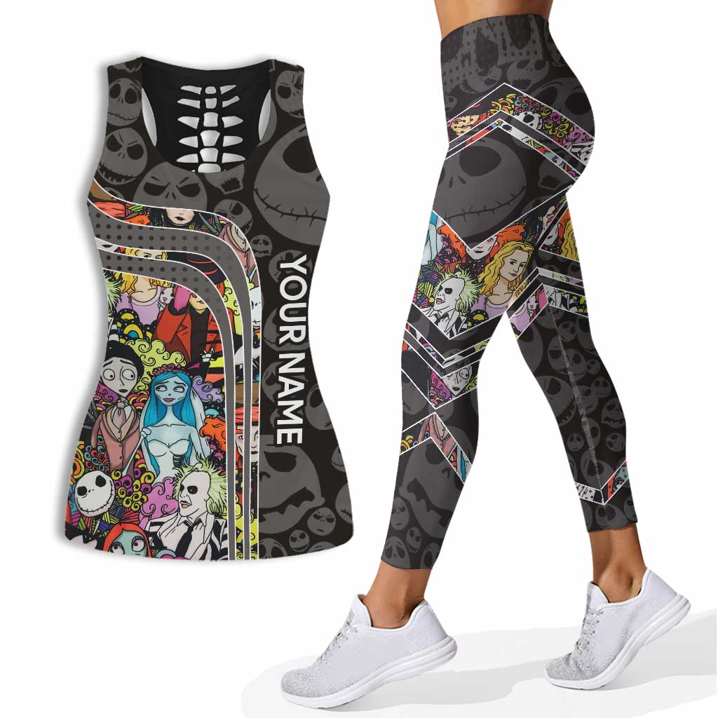 Personalized Nightmare Hollow Tank Top and Leggings for Women | Custom Name Activewear Hollow Tank & Leggings GradoCreations