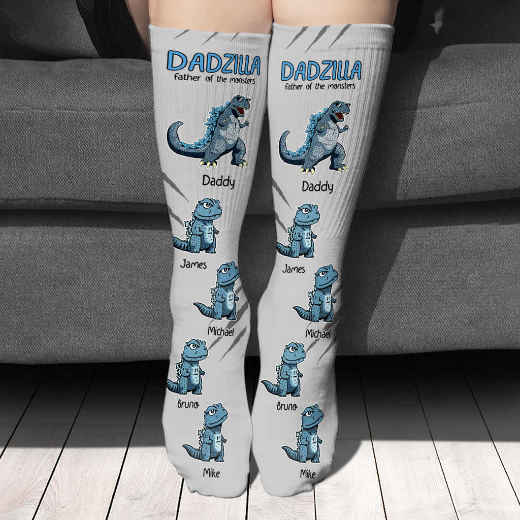 Personalized Dad Socks Dadzilla Design Gift for Father Socks GradoCreations