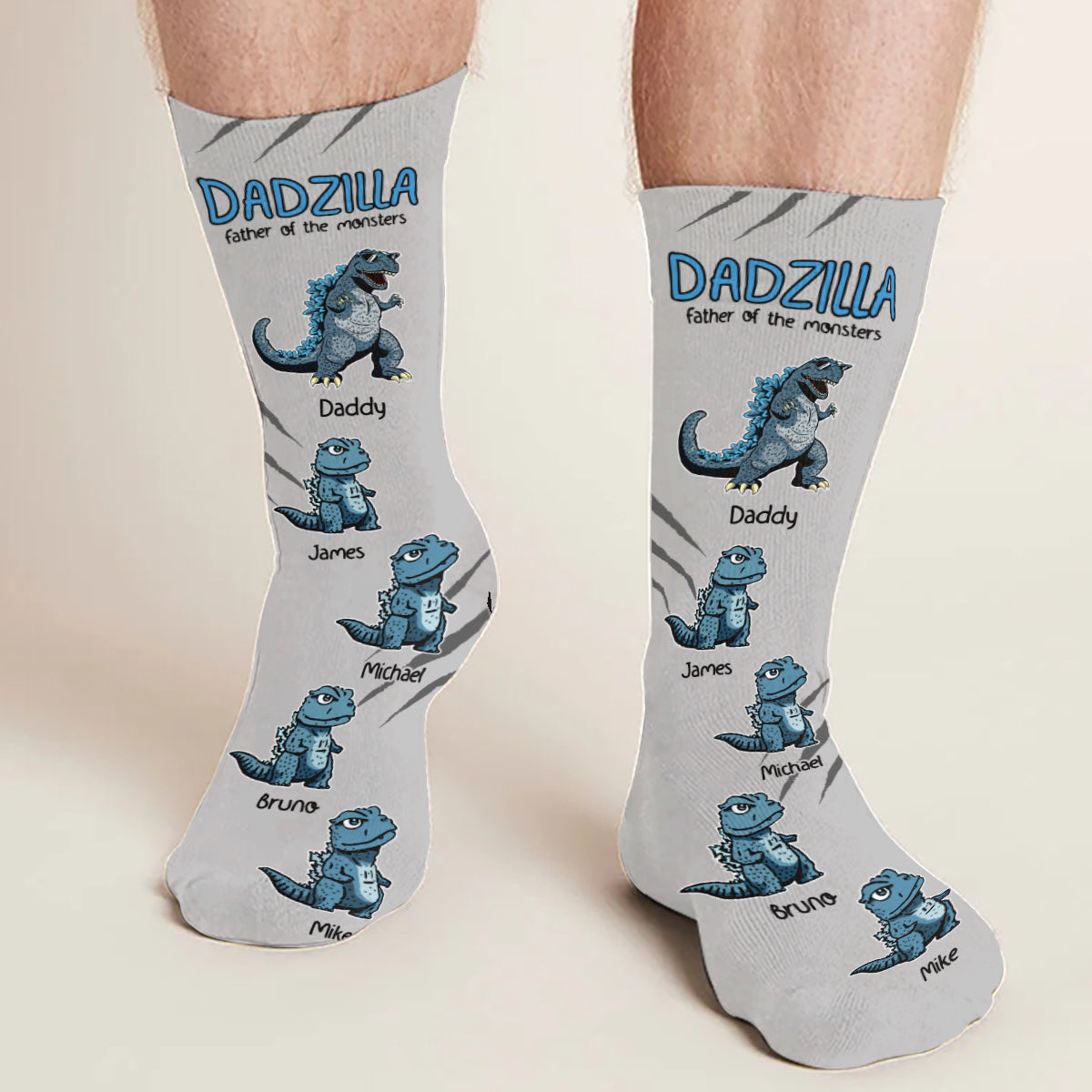 Personalized Dad Socks Dadzilla Design Gift for Father Socks GradoCreations