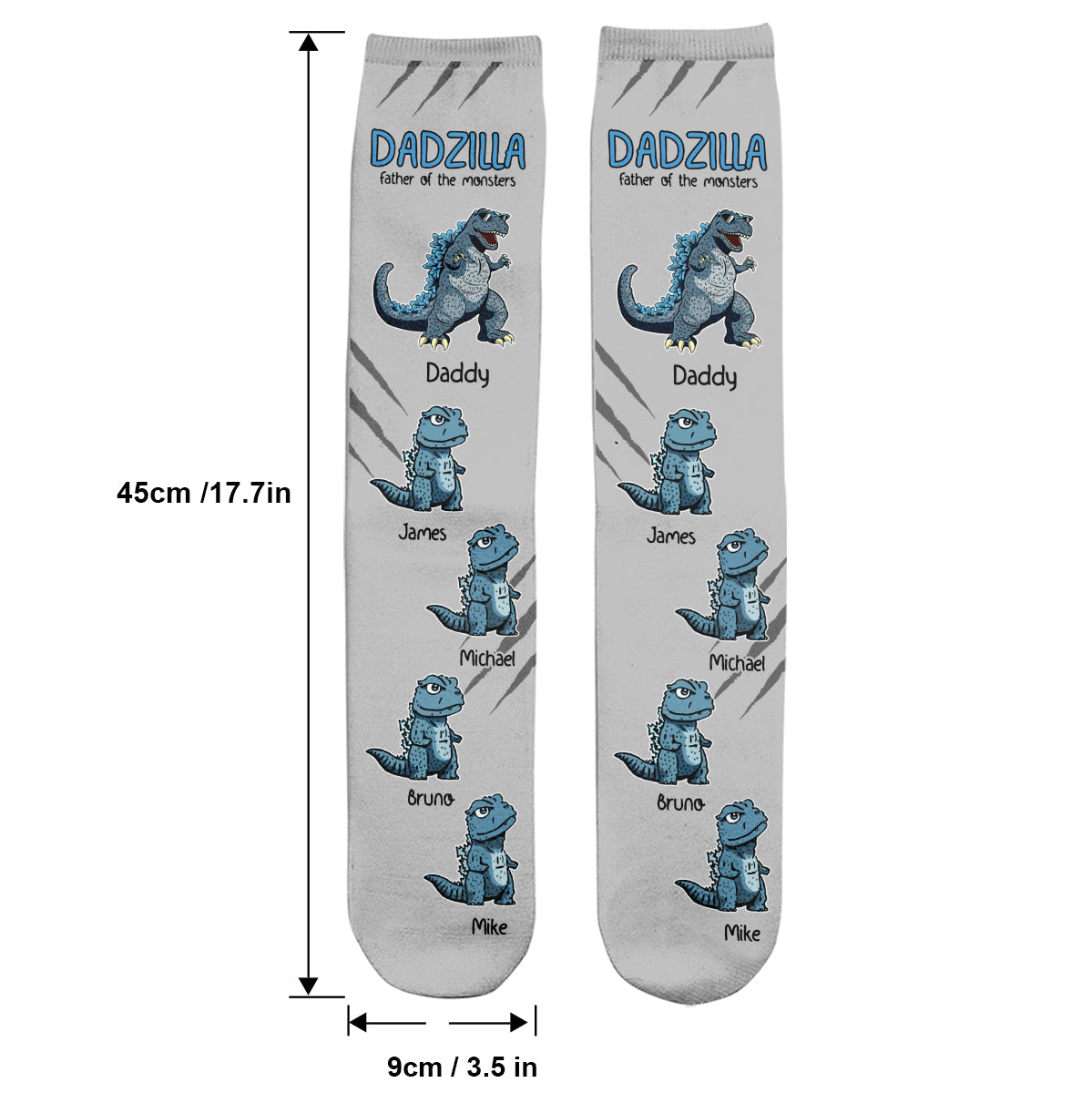 Personalized Dad Socks Dadzilla Design Gift for Father Socks GradoCreations