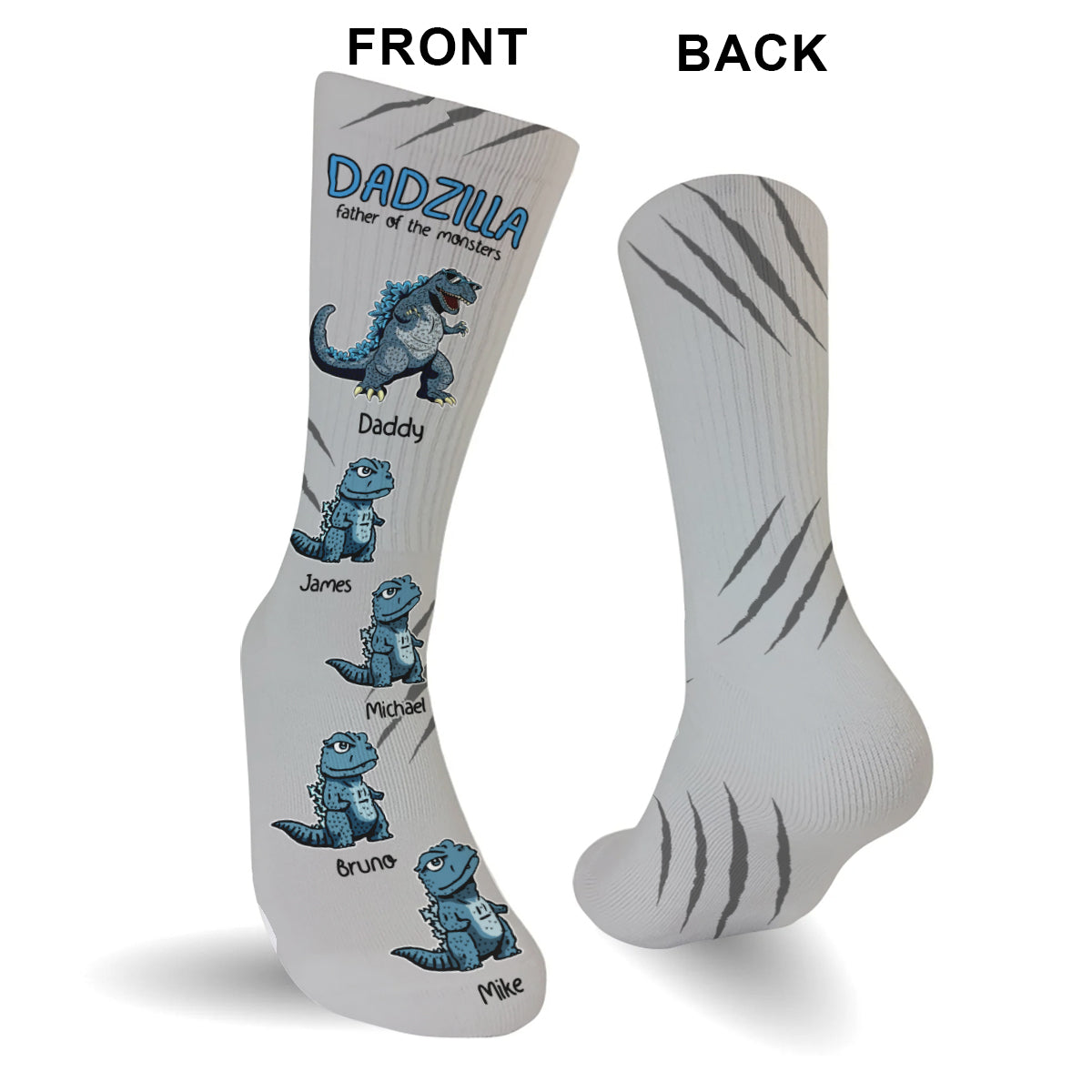 Personalized Dad Socks Dadzilla Design Gift for Father Socks GradoCreations