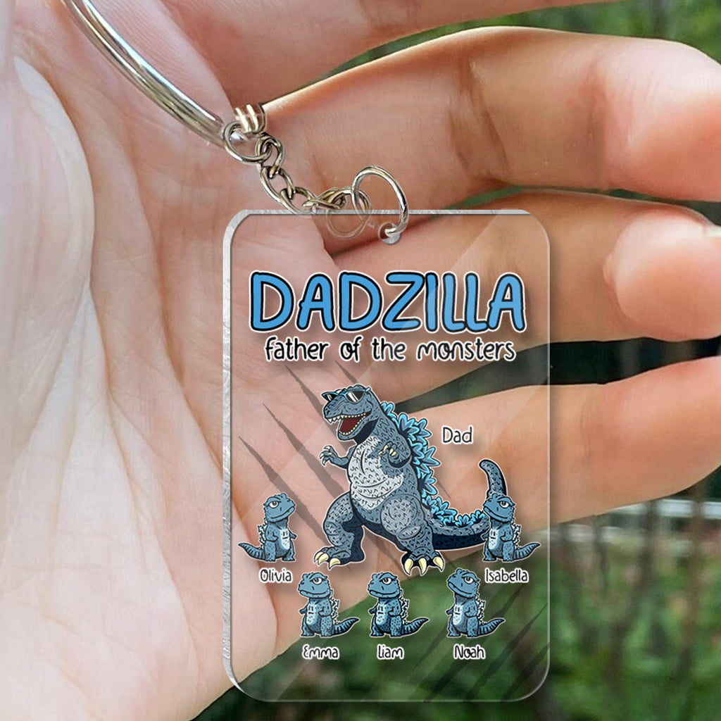 Personalized Dadzilla Keychain Custom Name Gift for Dad One-sided Keychain GradoCreations