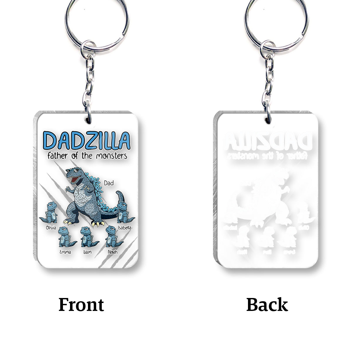Personalized Dadzilla Keychain Custom Name Gift for Dad One-sided Keychain GradoCreations