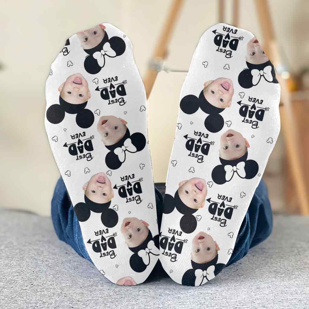 Personalized Best Dad Ever Mouse Socks Custom Photo Gift Socks GradoCreations