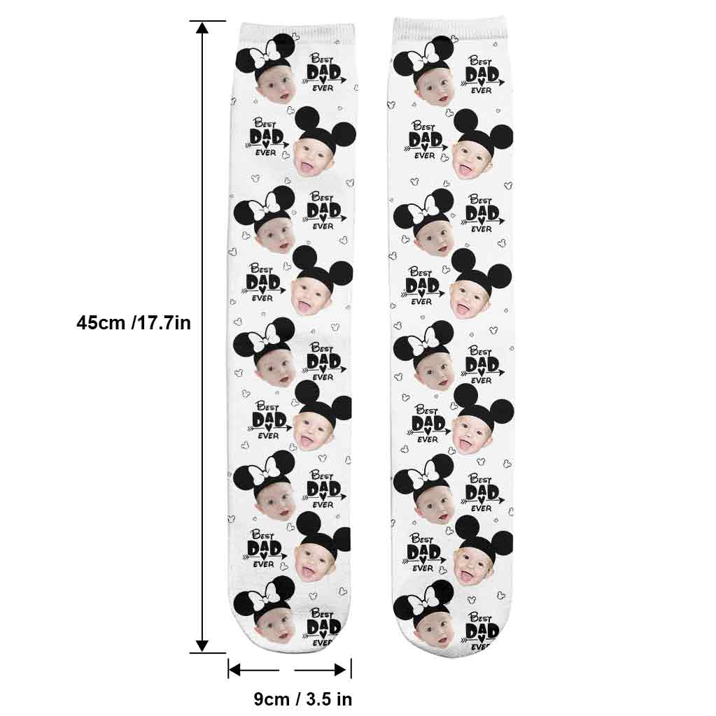 Personalized Best Dad Ever Mouse Socks Custom Photo Gift Socks GradoCreations