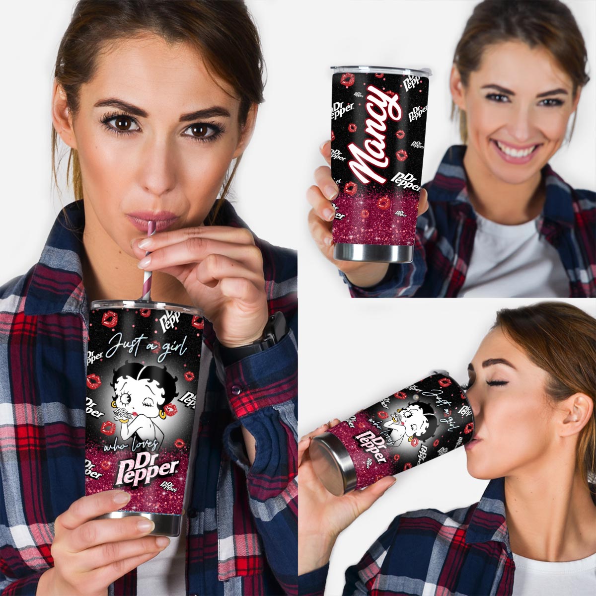 Personalized Dr Pepper Tumbler Just A Girl Custom Gift Tumbler GradoCreations