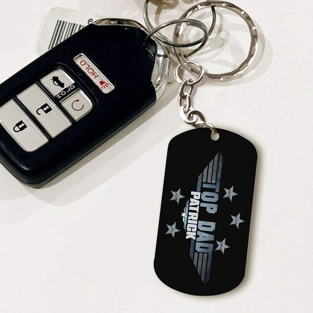 Personalized Stainless Steel Keychain for Dad Custom Gift Stainless Steel Keychain GradoCreations
