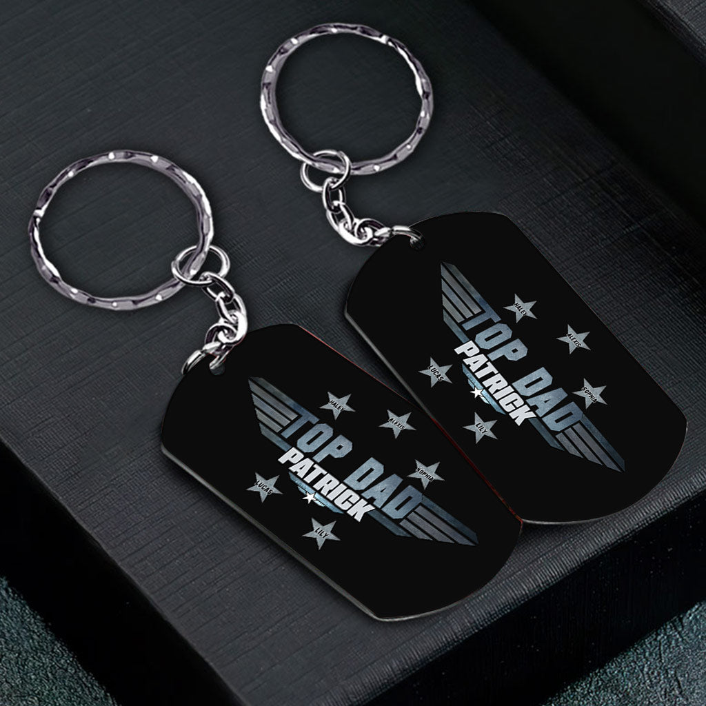 Personalized Stainless Steel Keychain for Dad Custom Gift Stainless Steel Keychain GradoCreations