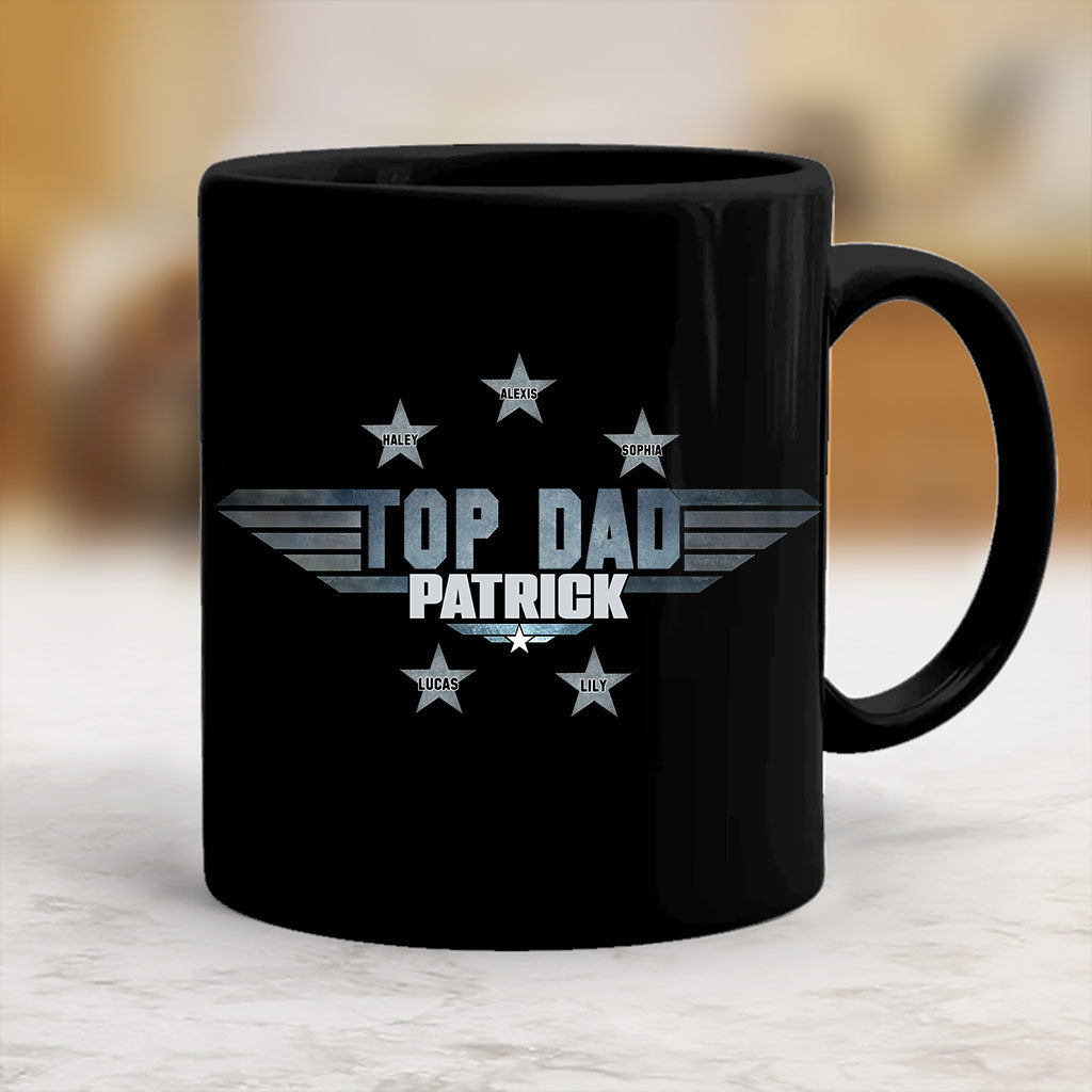 Personalized Black Ceramic Mug Top Dad Custom Name Gift Mug GradoCreations