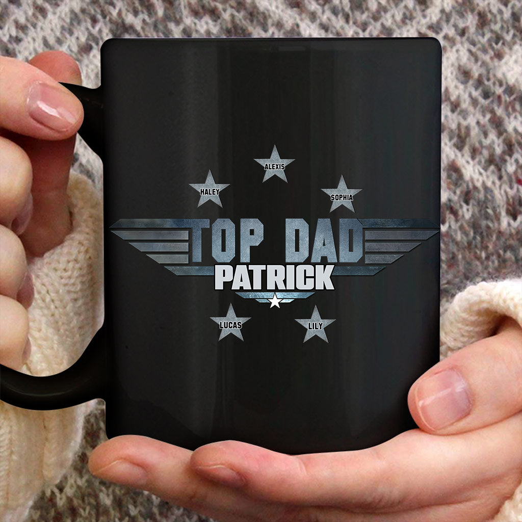 Personalized Black Ceramic Mug Top Dad Custom Name Gift Mug GradoCreations