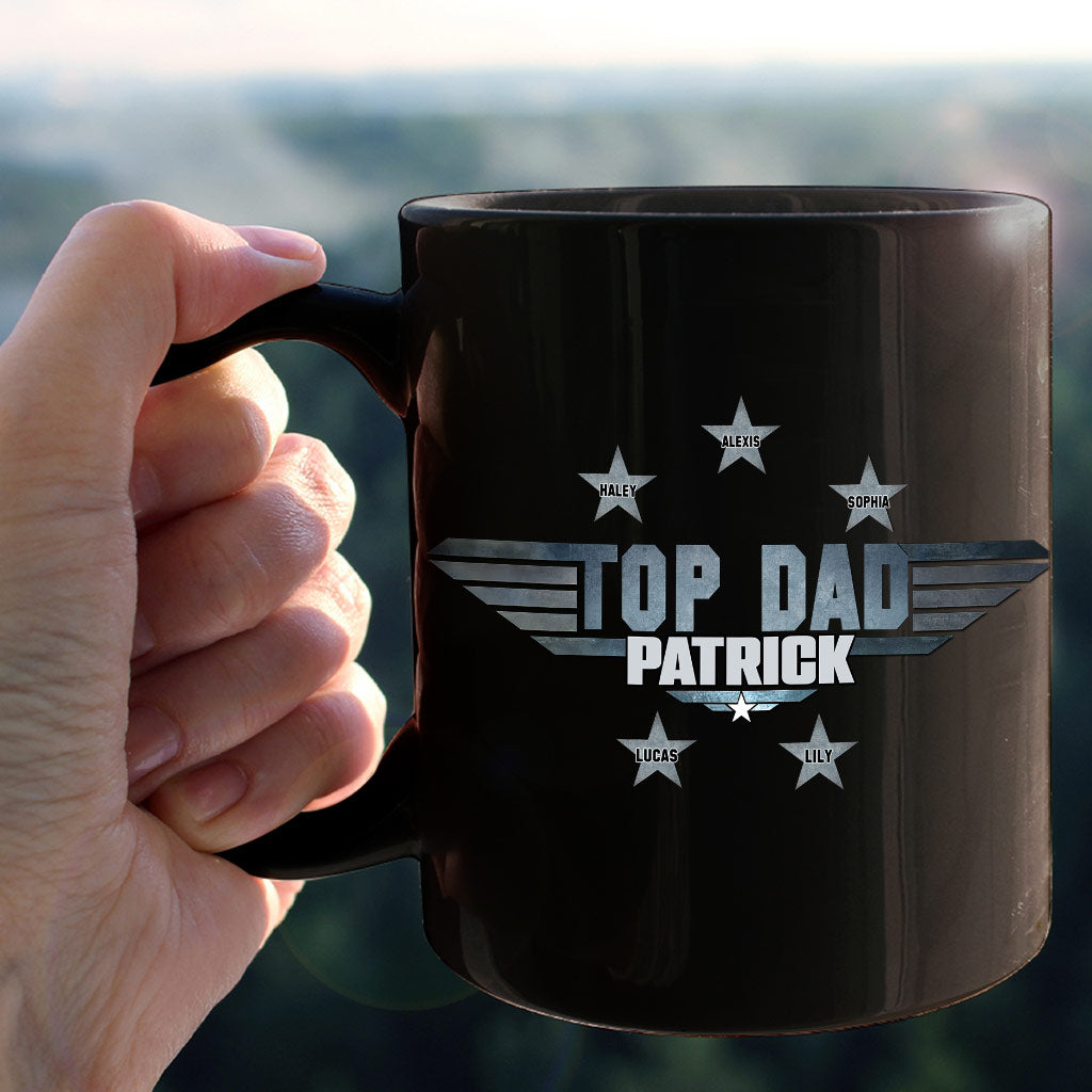 Personalized Black Ceramic Mug Top Dad Custom Name Gift Mug GradoCreations
