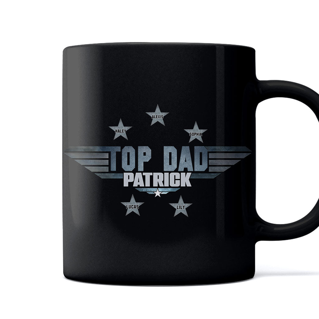 Personalized Black Ceramic Mug Top Dad Custom Name Gift Mug GradoCreations