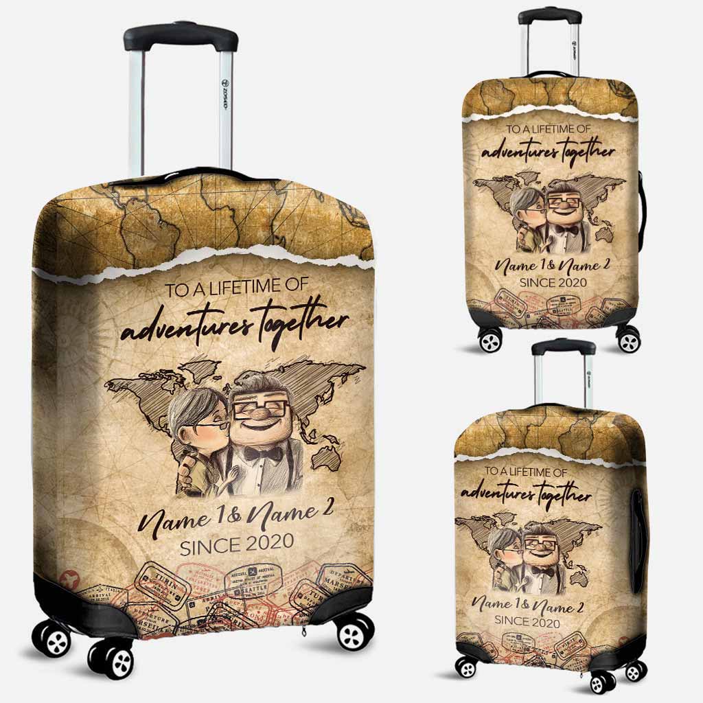 Personalized Couple Luggage Cover Custom Names Travel Gift Luggage Cover GradoCreations