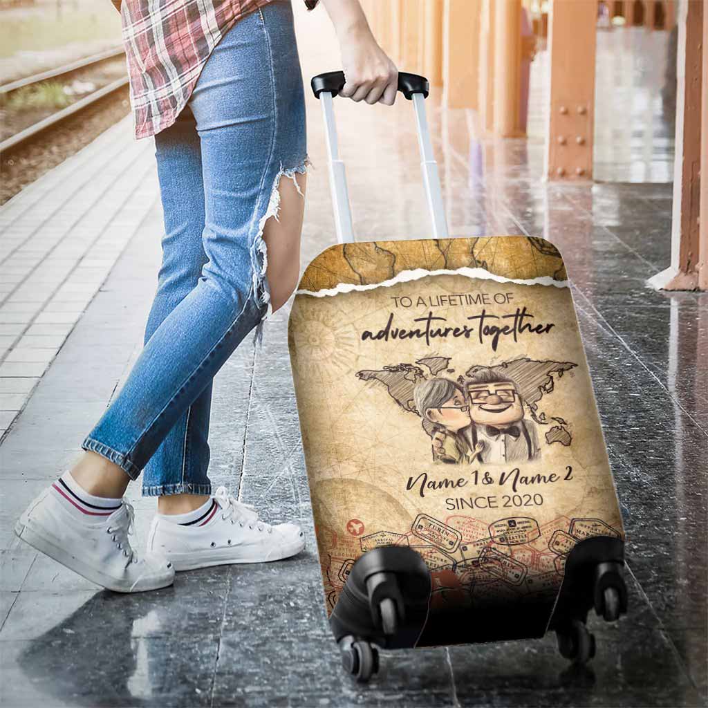 Personalized Couple Luggage Cover Custom Names Travel Gift Luggage Cover GradoCreations