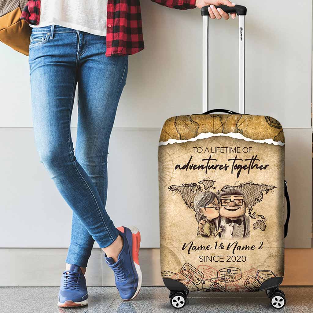 Personalized Couple Luggage Cover Custom Names Travel Gift Luggage Cover GradoCreations