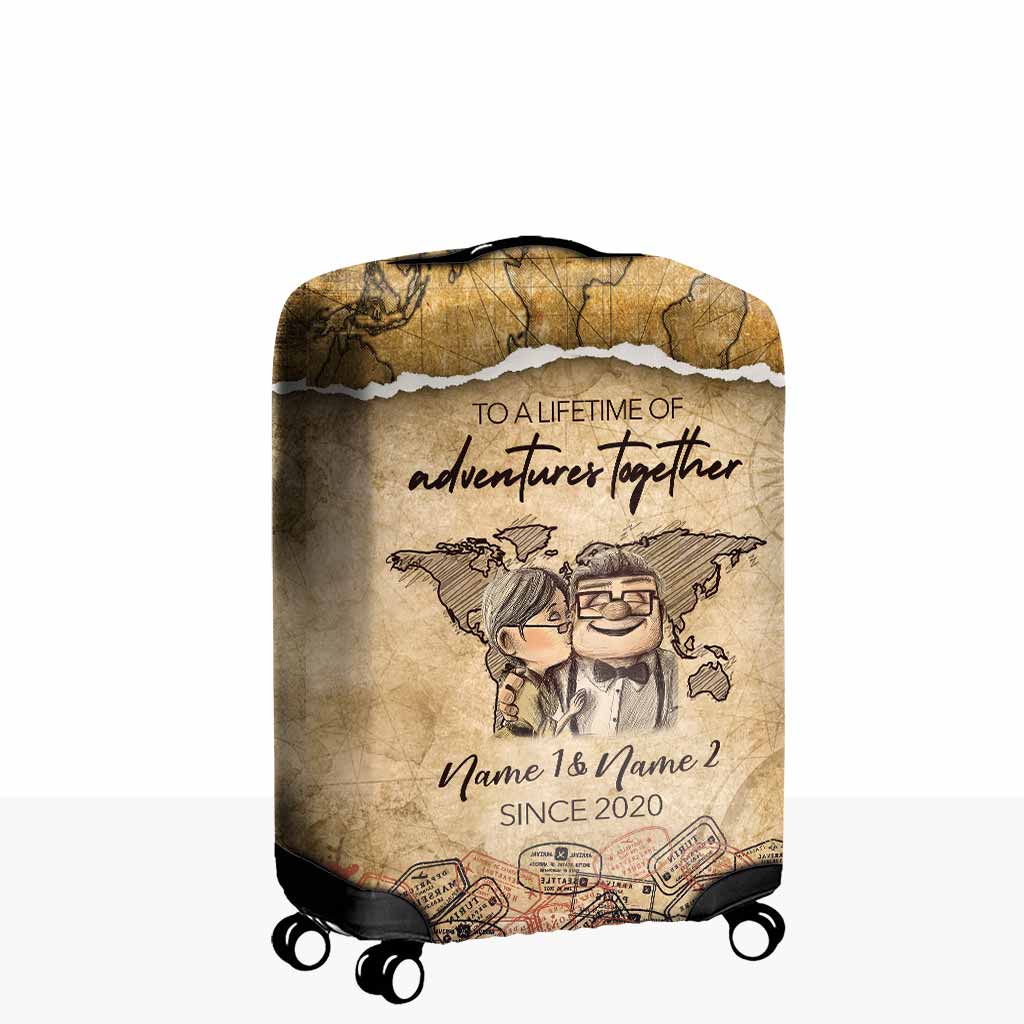 Personalized Couple Luggage Cover Custom Names Travel Gift Luggage Cover GradoCreations
