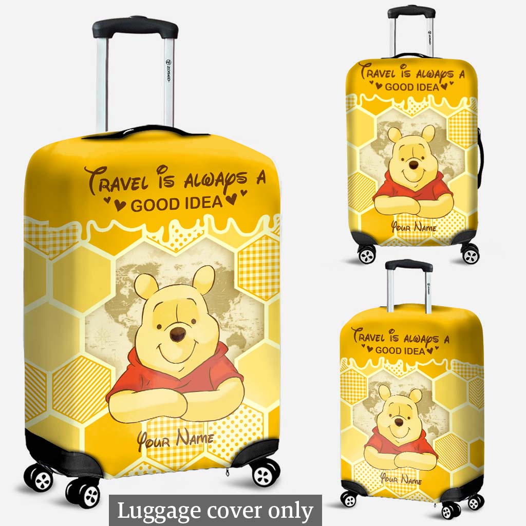 Personalized Luggage Cover with Travel Quote Custom Name Gift Luggage Cover GradoCreations