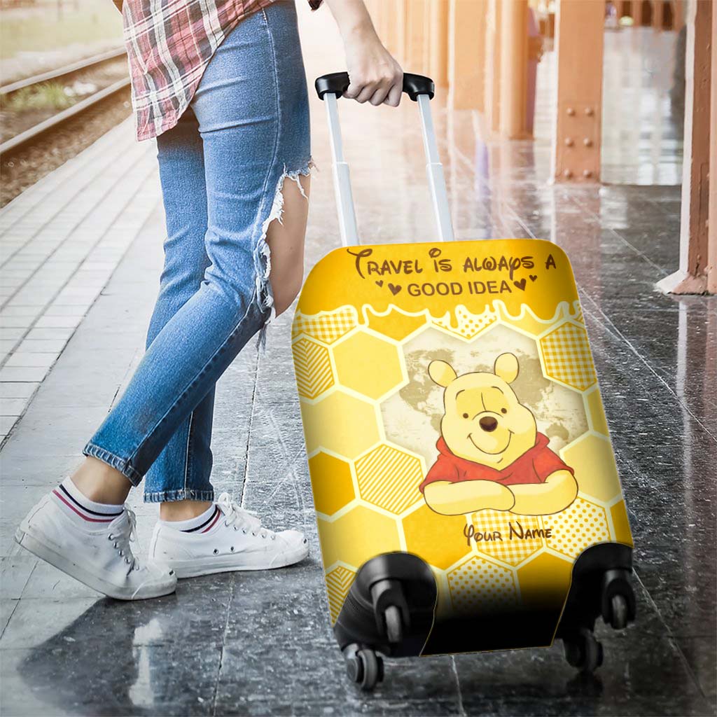 Personalized Luggage Cover with Travel Quote Custom Name Gift Luggage Cover GradoCreations
