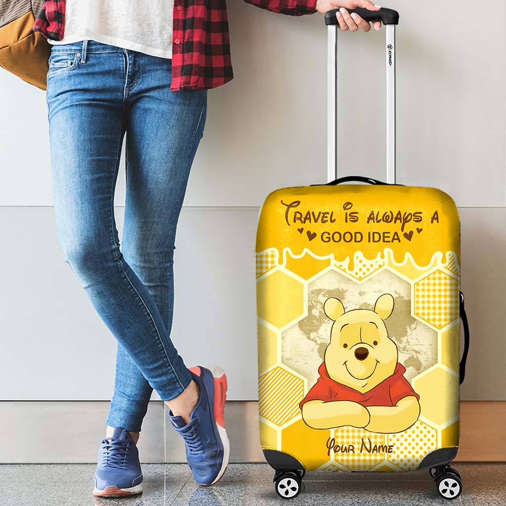 Personalized Luggage Cover with Travel Quote Custom Name Gift Luggage Cover GradoCreations