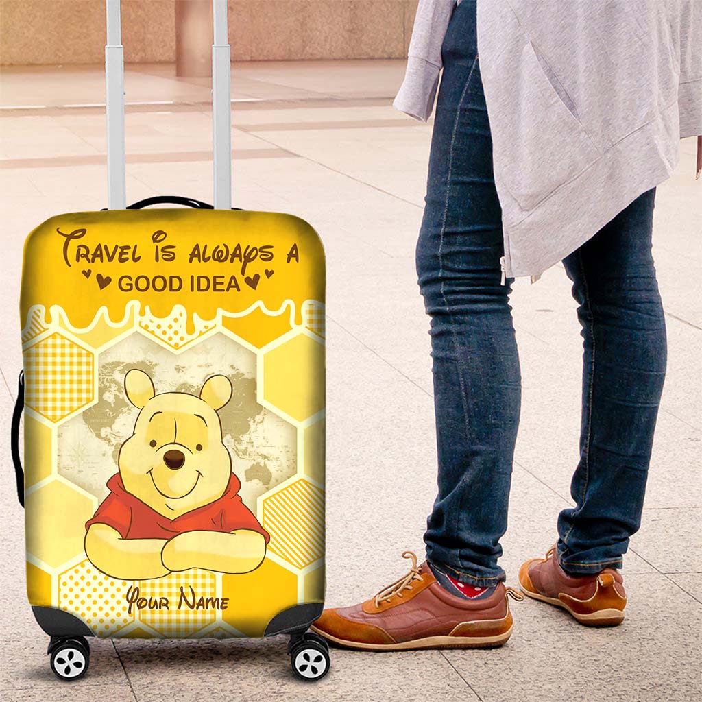 Personalized Luggage Cover with Travel Quote Custom Name Gift Luggage Cover GradoCreations