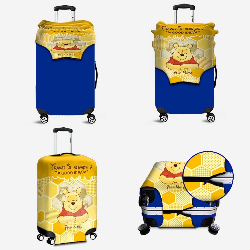 Personalized Luggage Cover with Travel Quote Custom Name Gift Luggage Cover GradoCreations