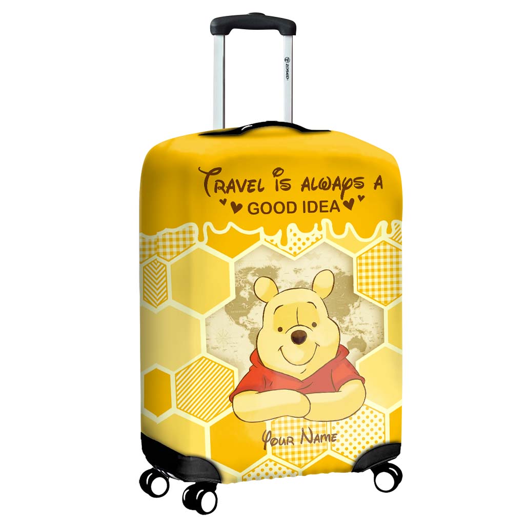 Personalized Luggage Cover with Travel Quote Custom Name Gift Luggage Cover GradoCreations