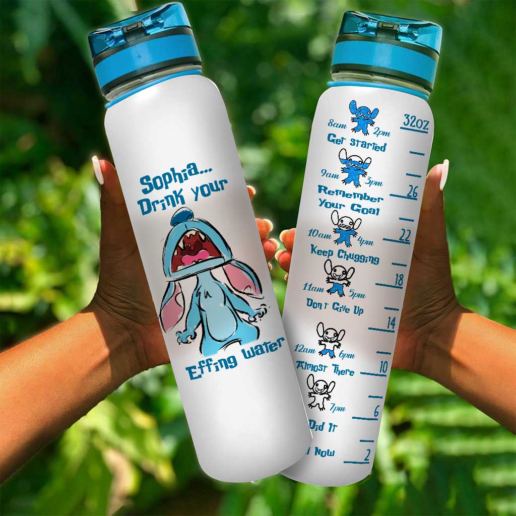 Personalized Ohana Water Tracker Bottle with Time Markers for Kids Water Tracker Bottle GradoCreations