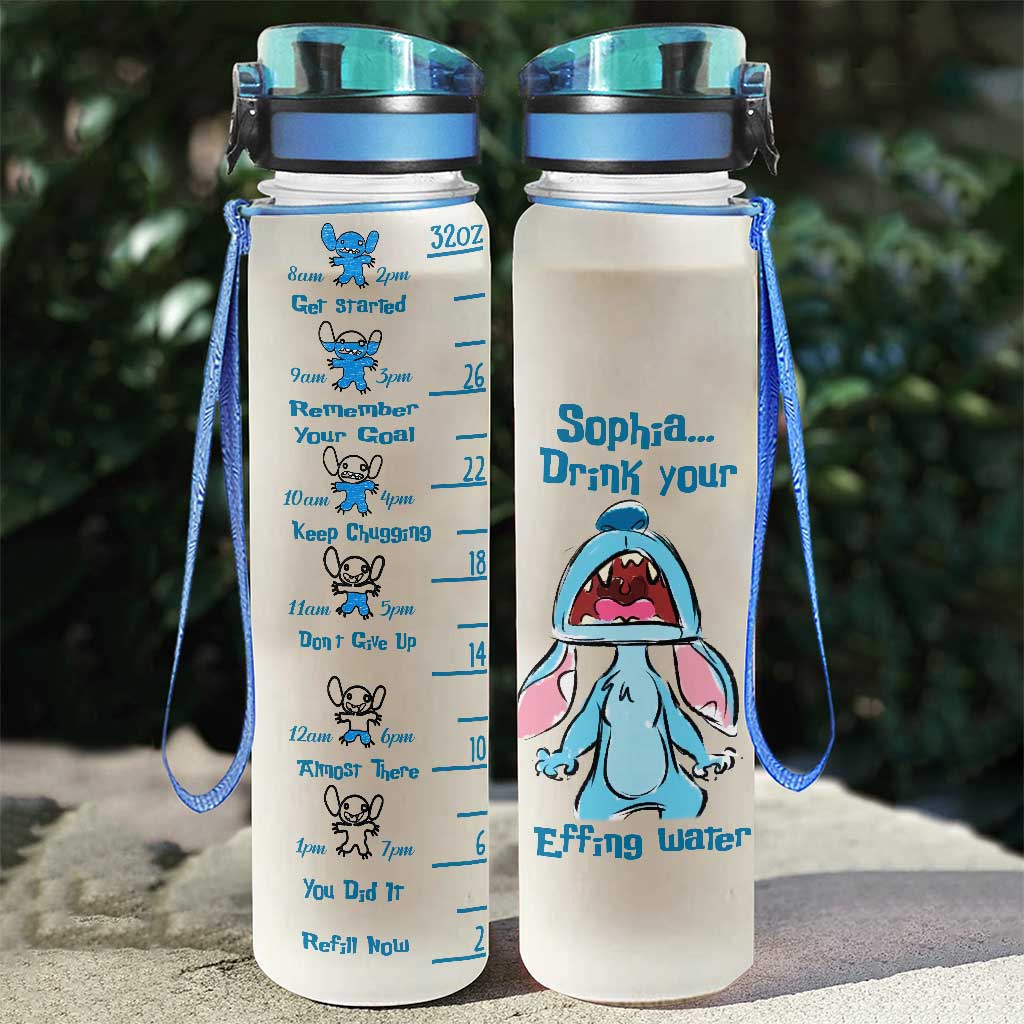Personalized Ohana Water Tracker Bottle with Time Markers for Kids Water Tracker Bottle GradoCreations